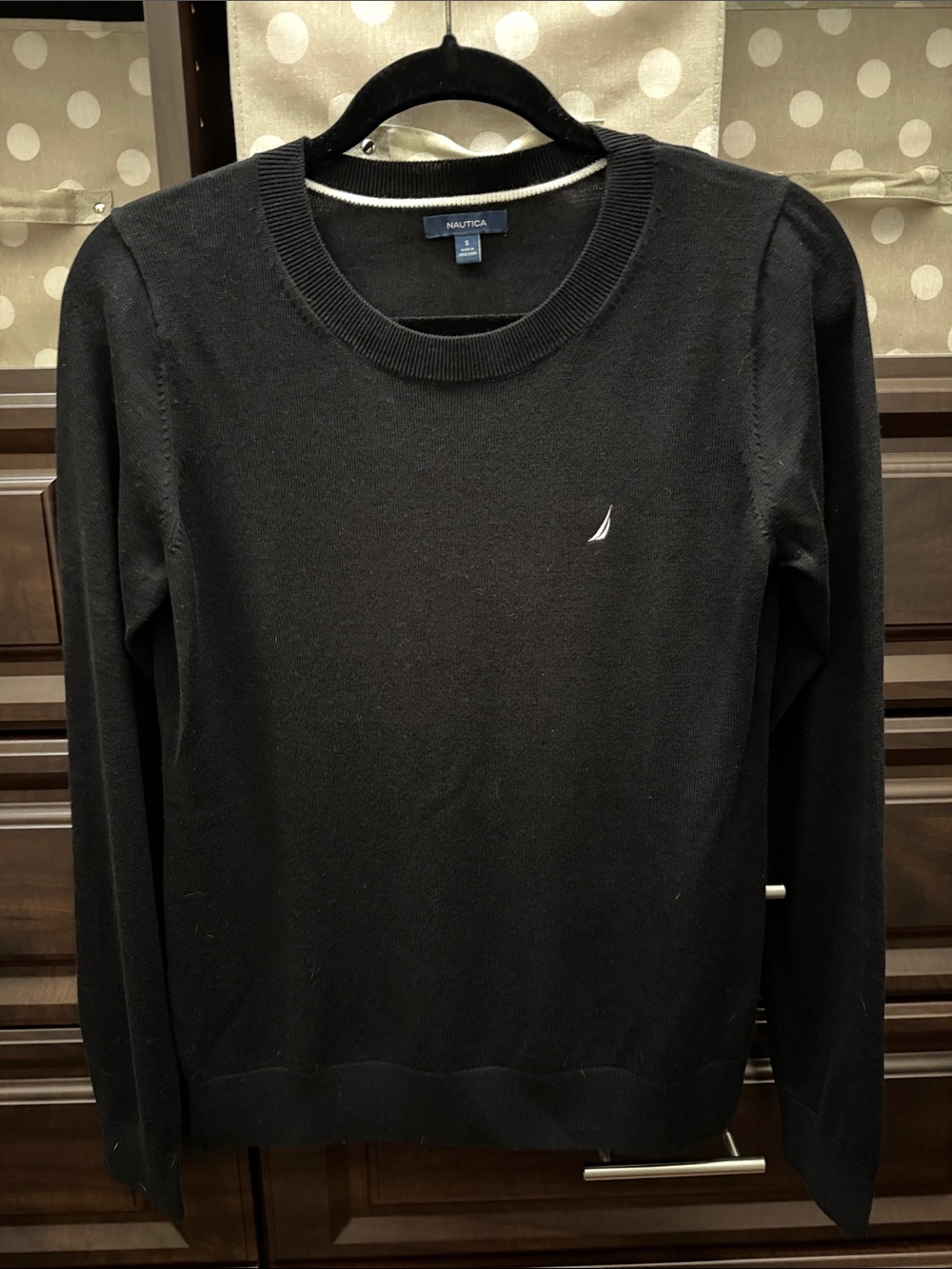 Nautica Men’s Black Crewneck Knit Sweater with Logo.  NWOT